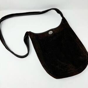 Vintage Suede Old Navy Chocolate Brown Shoulder Bag Turnlock